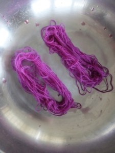 The beauty of fresh orchil on woollen yarn