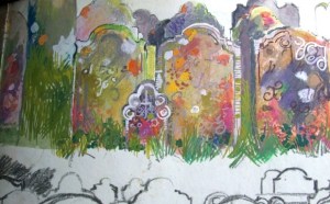Canterbury graveyard, 1960s sketchbook
